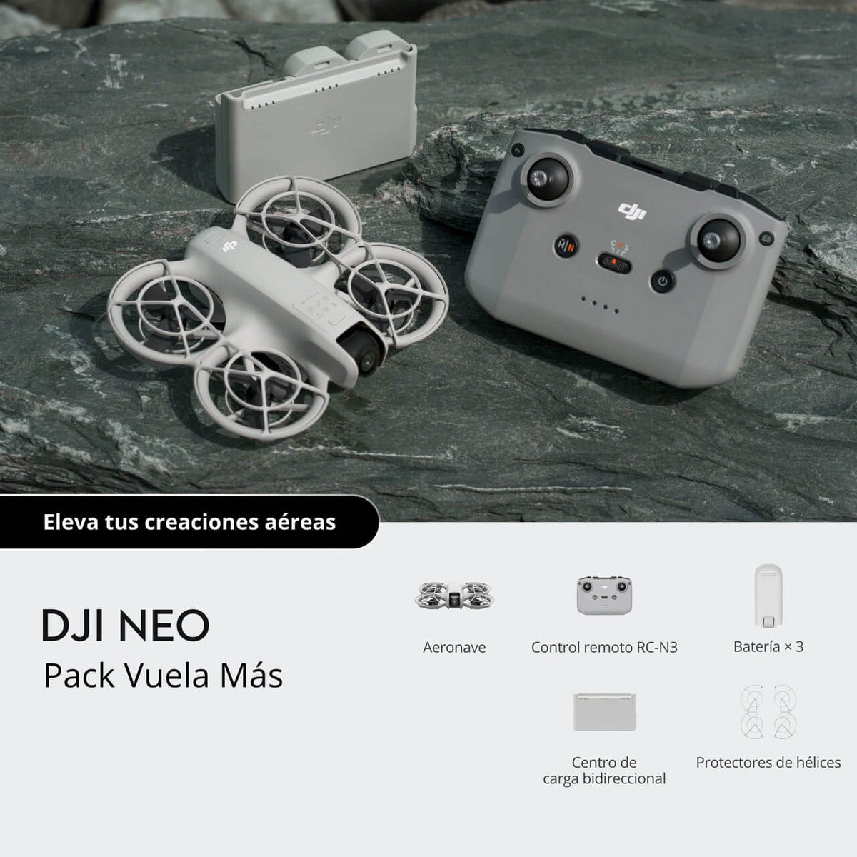 Kit DJI Neo con control remoto para pilotaje, grabación de video 4K y vuelos al aire libre