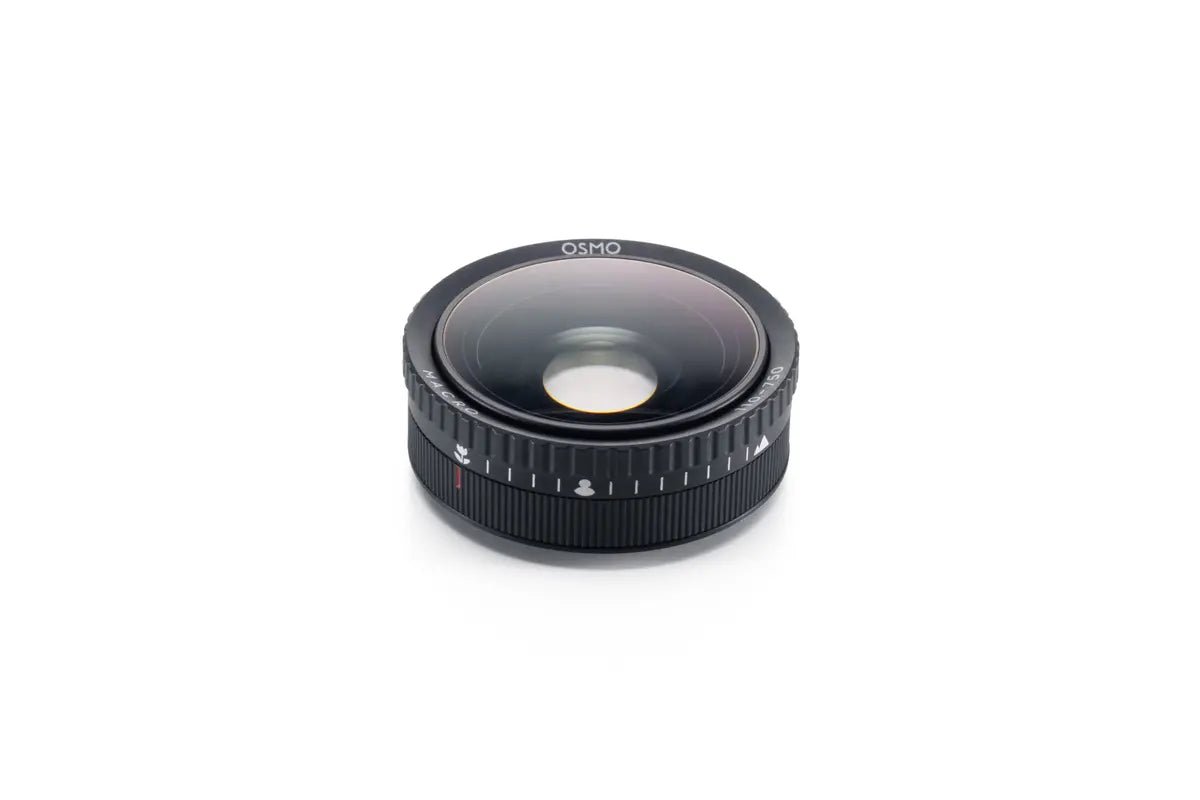 Vista frontal del objetivo macro para DJI Osmo Action 6 diseñado para tomas de primeros planos