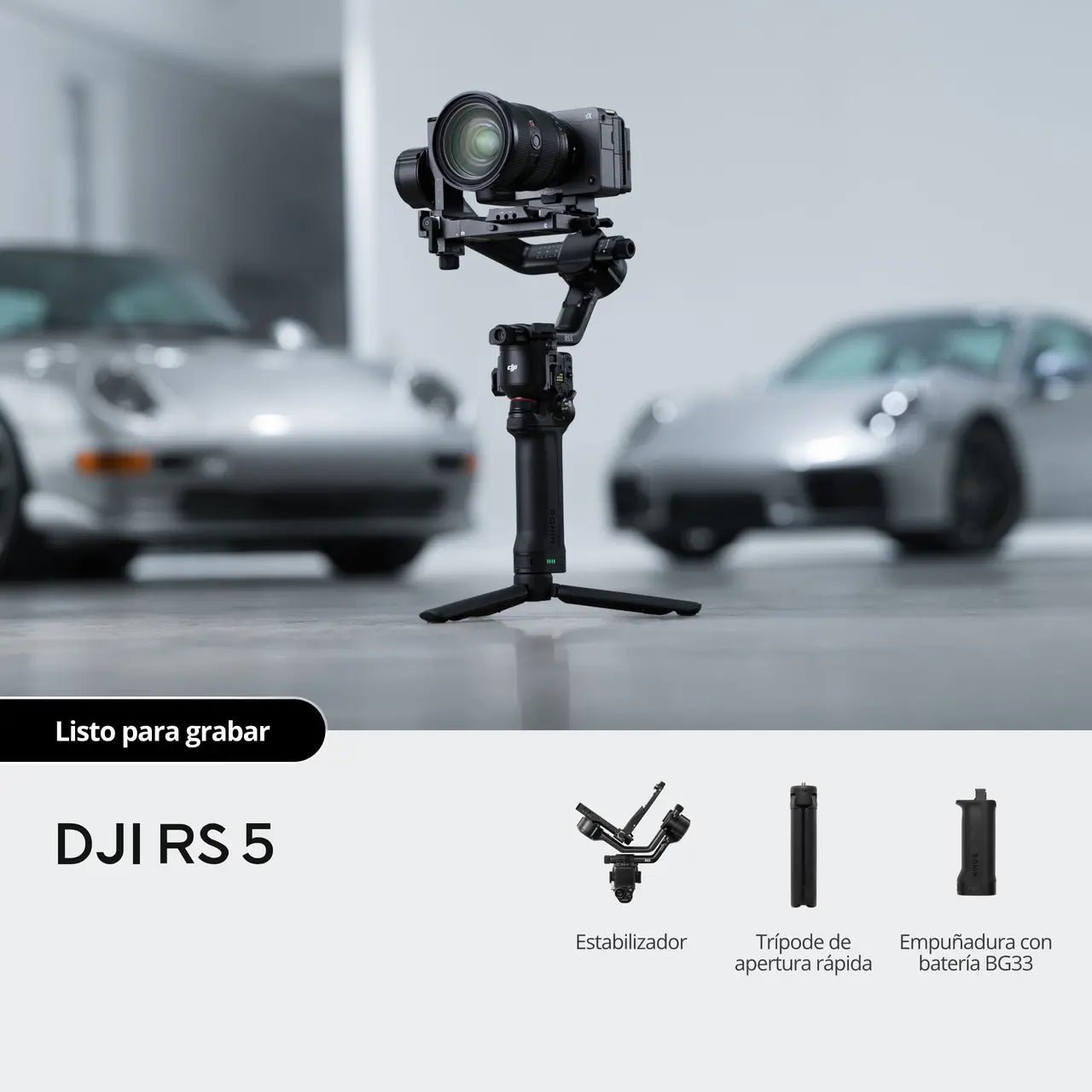 DJI RS 5 con cámara, estabilizador profesional de 3 ejes para grabaciones de video fluidas y precisas