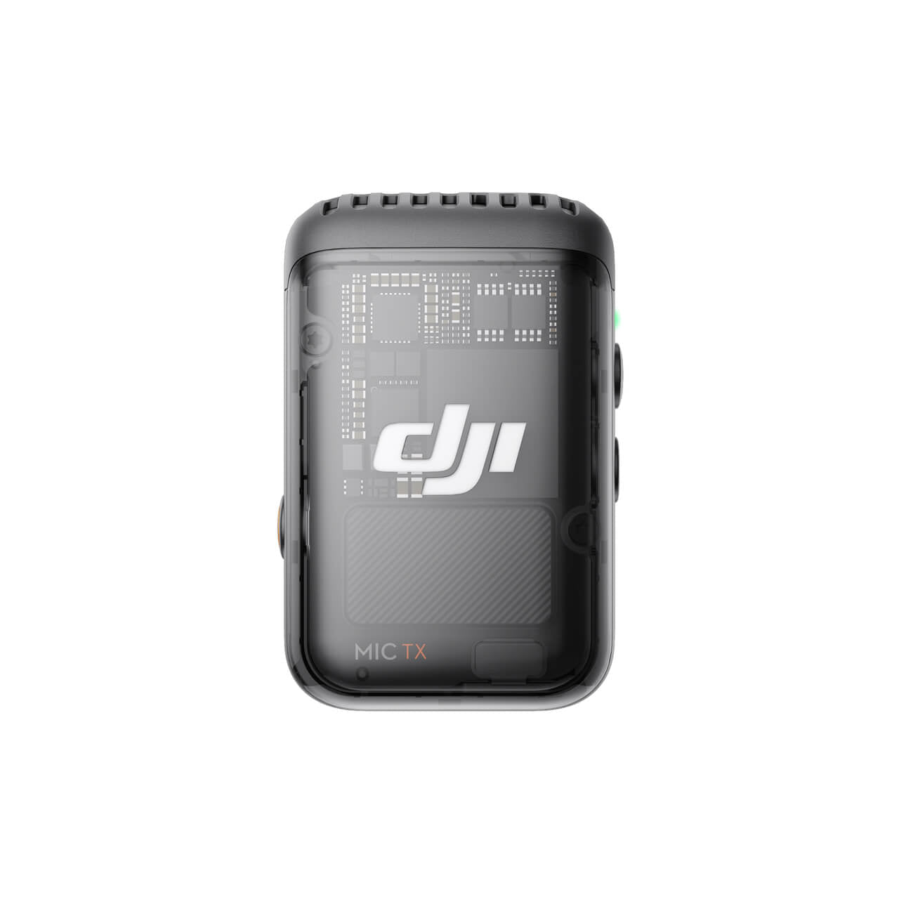 Detalle del transmisor DJI Mic 2 para capturar audio inalámbrico en videos y entrevistas