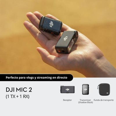 Transmisor portátil DJI Mic 2 para capturar audio inalámbrico en entrevistas y videos