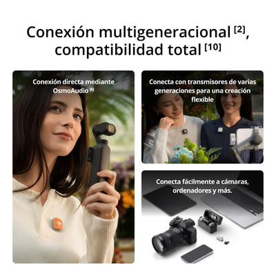 DJI Mic Mini 2 con conexión multidispositivo para grabar audio con cámaras, smartphones y equipos compatibles