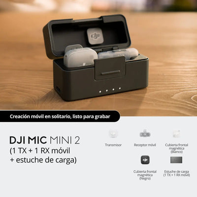 Estuche de carga DJI Mic Mini 2 para guardar y cargar el sistema de micrófonos inalámbricos fácilmente
