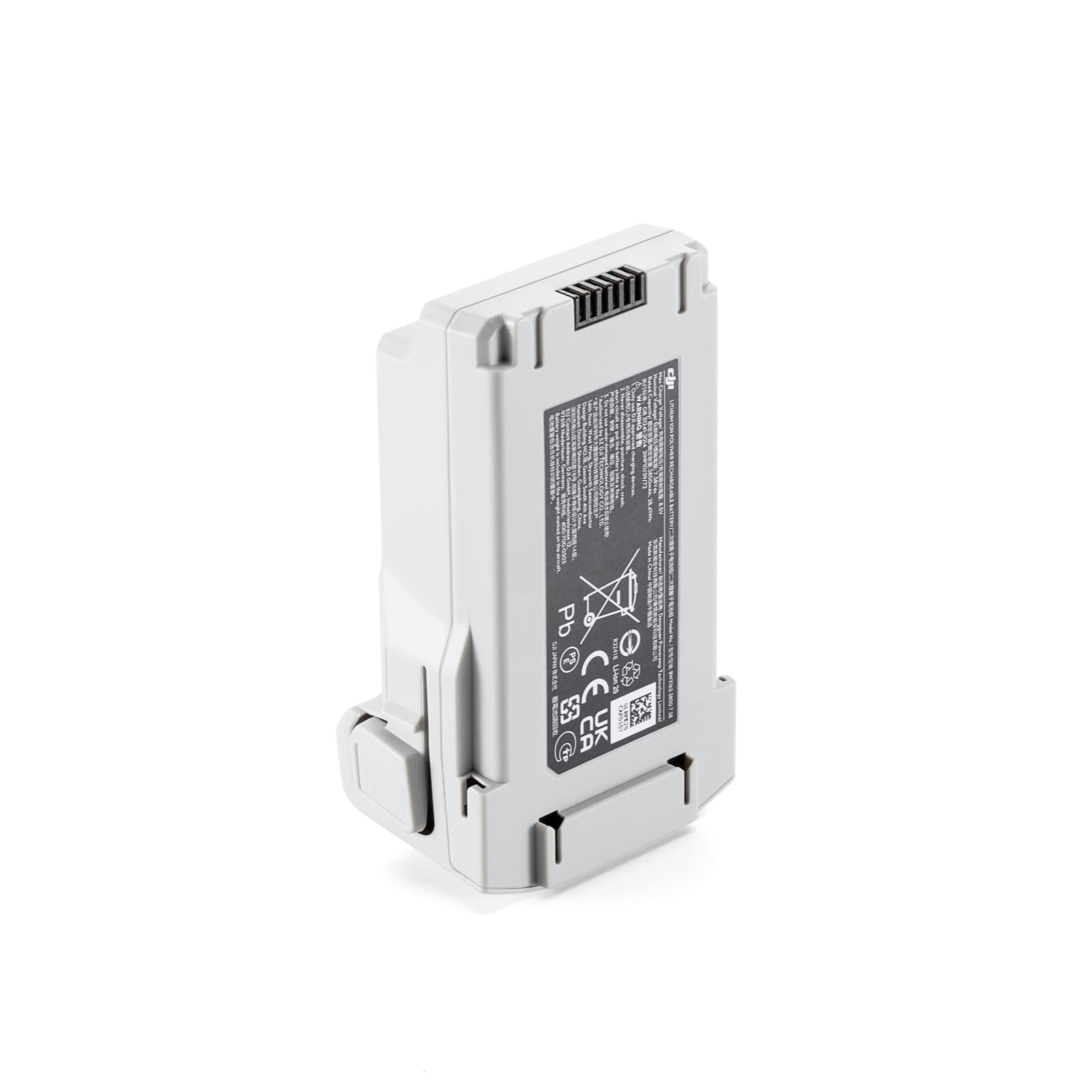 Vista lateral de la batería de vuelo inteligente para DJI Mini 3 Pro, compacta y diseñada para vuelos prolongados
