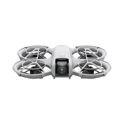 Vista lateral del DJI Neo con cámara integrada y diseño portátil para grabación aérea