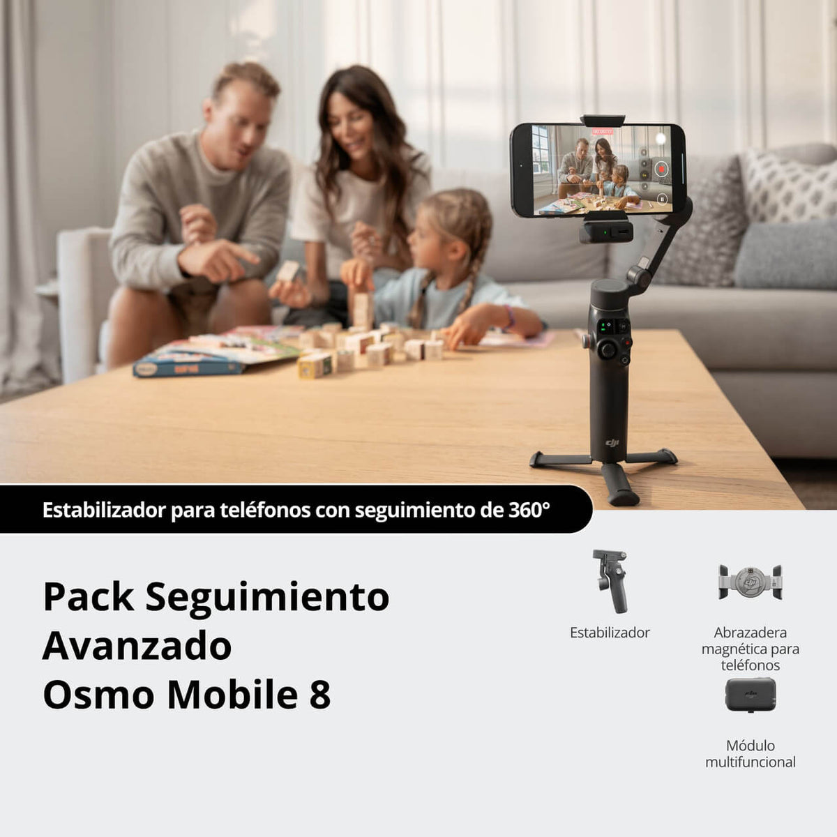 DJI Osmo Mobile 8 con seguimiento inteligente para mantener al sujeto dentro del encuadre