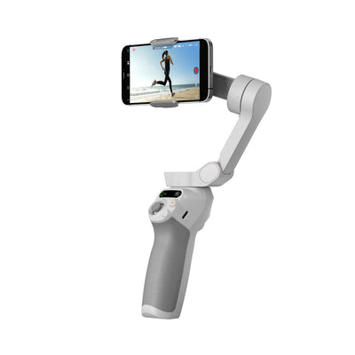 DJI Osmo Mobile SE con smartphone en posición horizontal para grabar videos estables