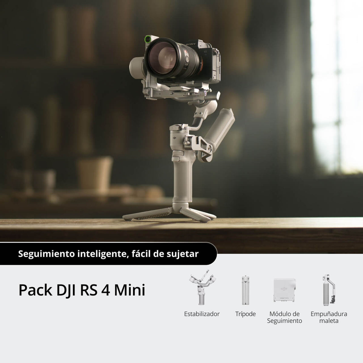 Kit DJI RS 4 Mini con estabilizador y accesorios para grabación de video con cámara